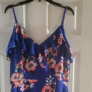 by & by One Shoulder Blue Floral Dress
